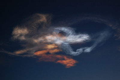 Space Shuttle STS-131 launch, April 5 2010, noctilucent cloud.