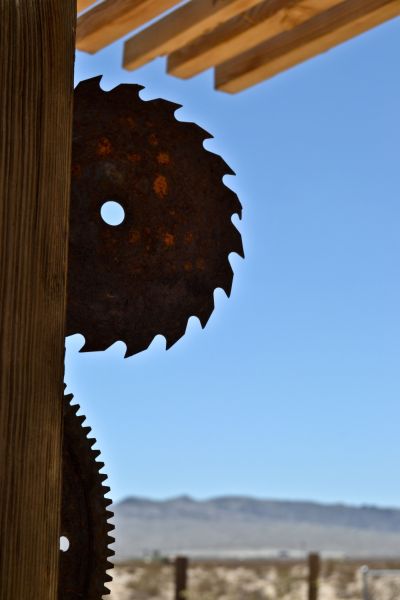 Saw blade teeth and gear teeth, Wonder Valley, California.