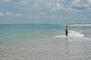 Sean O'Hare enjoying the fishing, even though the fish weren't biting, out near the tip of the Cape at Cape Canaveral Air Force Station.