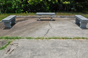 Reserved seating of polished granite for the crew of Apollo 1 at Launch Complex 34, Cape Canaveral Air Force Station.