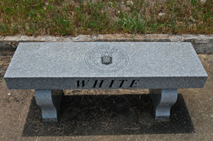 Reserved seating of polished granite for the crew of Apollo 1 at Launch Complex 34, Cape Canaveral Air Force Station.