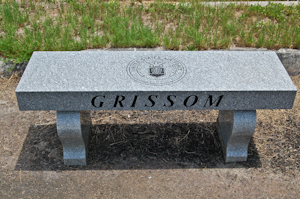 Reserved seating of polished granite for the crew of Apollo 1 at Launch Complex 34, Cape Canaveral Air Force Station.