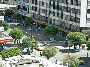 Down on the street, view from our hotel in Quito.