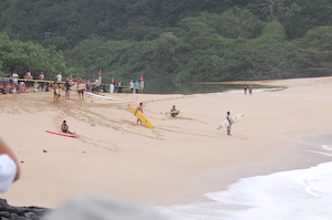 Once you cross the warning tape, you're on your own at Waimea Bay.