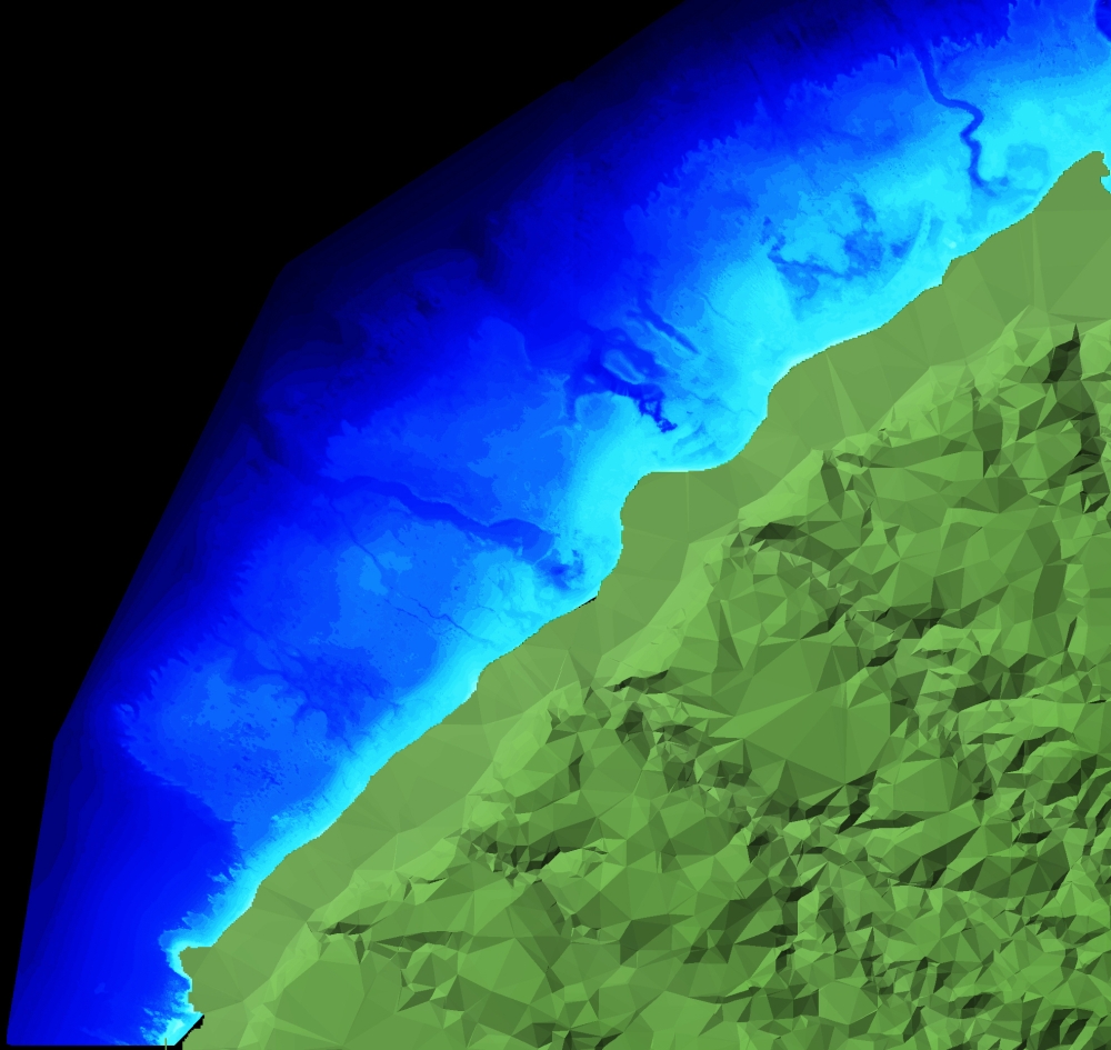 Sunset Beach Coastal LIDAR, Contrast Stretched.